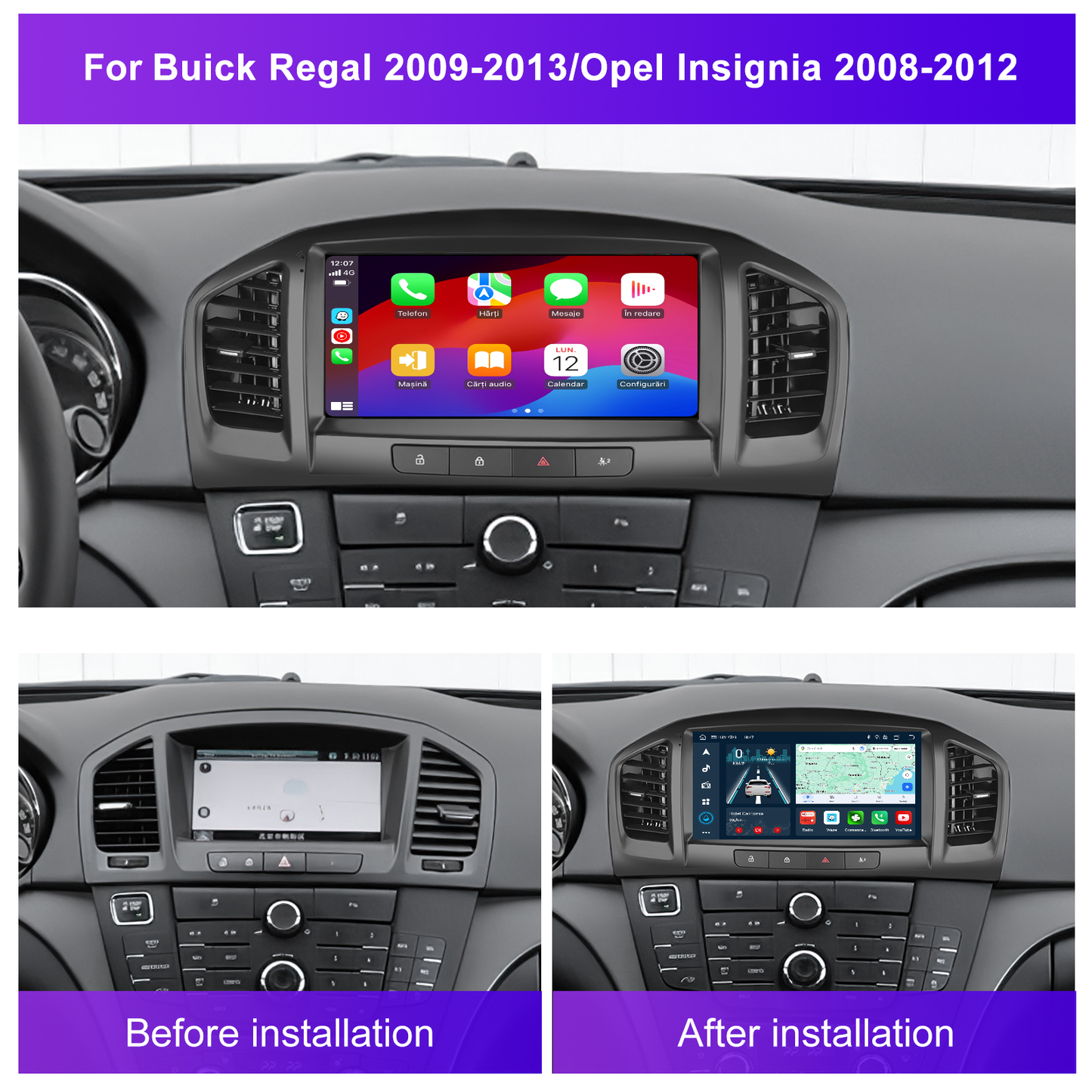 Navigatie dedicata Opel Insignia (2008-2012) 2GB RAM 32GB ROM, Android 14, Carplay si Android Auto, cooler racire, ecran HD 9 inch