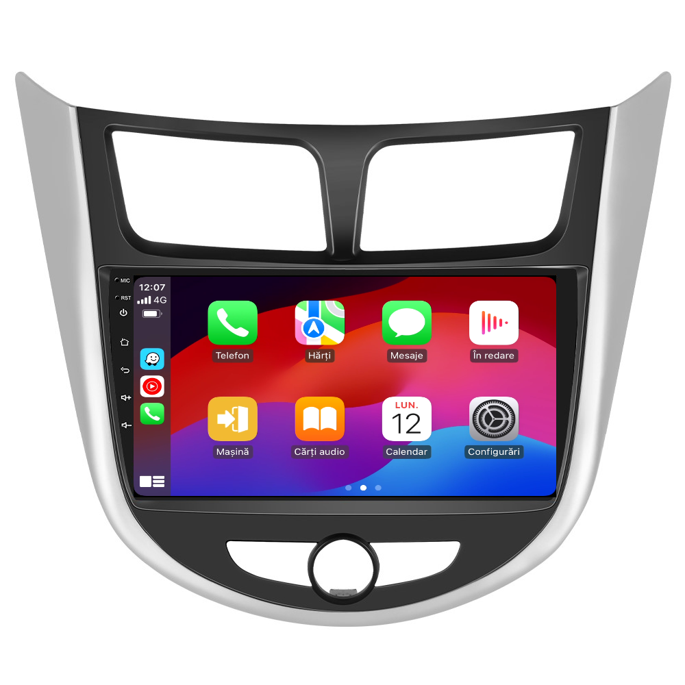 Navigatie dedicata Hyundai Accent (2010-2016) cu Android 14, 4 GB RAM 64 GB ROM, OCTA-CORE, Carplay si Android auto, Slot SIM 4G, ventilator de racire activ, ecran 9 inch HD