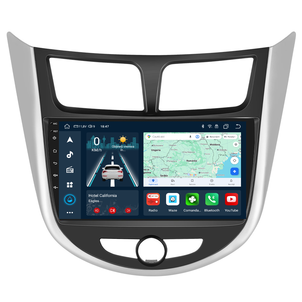 Navigatie dedicata Hyundai Accent (2010-2016) cu Android 14, 4 GB RAM 64 GB ROM, OCTA-CORE, Carplay si Android auto, Slot SIM 4G, ventilator de racire activ, ecran 9 inch HD
