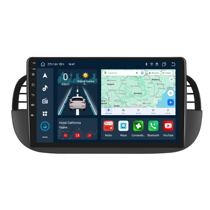 Navigatie dedicata FIAT 500 (2007-2015) cu Android 14, 4 GB RAM 64 GB ROM, OCTA-CORE, Carplay si Android auto, Slot SIM 4G, ventilator de racire activ, ecran 9 inch HD
