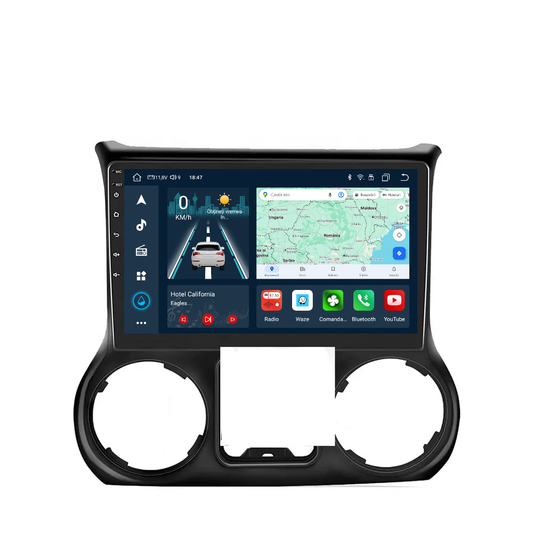 Navigatie dedicata Jeep Wrangler (2011-2014) cu Android 14, 4 GB RAM 64 GB ROM, OCTA-CORE, Carplay si Android auto, Slot SIM 4G, ventilator de racire activ, ecran 10.1 inch HD