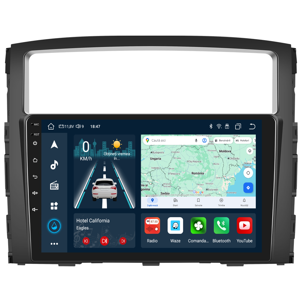 Navigatie dedicata Mitsubishi Pajero (2006-2020) cu Android 14, 4 GB RAM 64 GB ROM, OCTA-CORE, Carplay si Android auto, Slot SIM 4G, ventilator de racire activ, ecran 9 inch HD