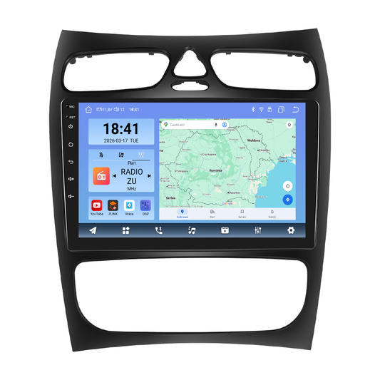 Navigatie dedicata Mercedes Benz C-Class/CLK (2002-2004) cu Android 14, 8 GB RAM 128 GB ROM, OCTA-CORE 2.0Mhz, Carplay si Android auto, Slot SIM 4G, ventilator de racire activ, ecran 9 inch HD