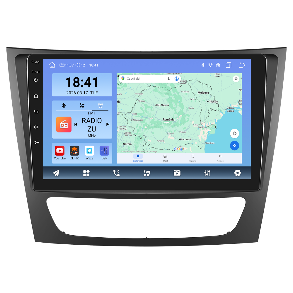 Navigatie dedicata Mercedes Benz E-class W211/CLS-class (2005-2008) Android 14, 8 GB RAM 128 GB ROM, OCTA-CORE 2.0Mhz, Carplay si Android auto, Slot SIM 4G, ventilator de racire activ, ecran 9 inch HD