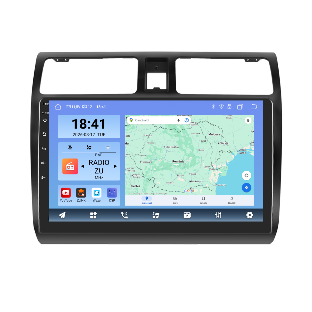 Navigatie dedicata Suzuki Swift (2005-2010) Android 14, 8 GB RAM 128 GB ROM, OCTA-CORE 2.0Mhz, Carplay si Android auto, Slot SIM 4G, ventilator de racire activ, ecran 10.1 inch HD