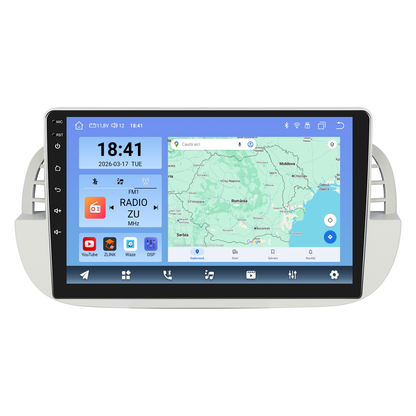 Navigatie dedicata FIAT 500 (2007-2015) Android 14, 8 GB RAM 128 GB ROM, OCTA-CORE 2.0Mhz, Carplay si Android auto, Slot SIM 4G, ventilator de racire activ, ecran 9 inch HD