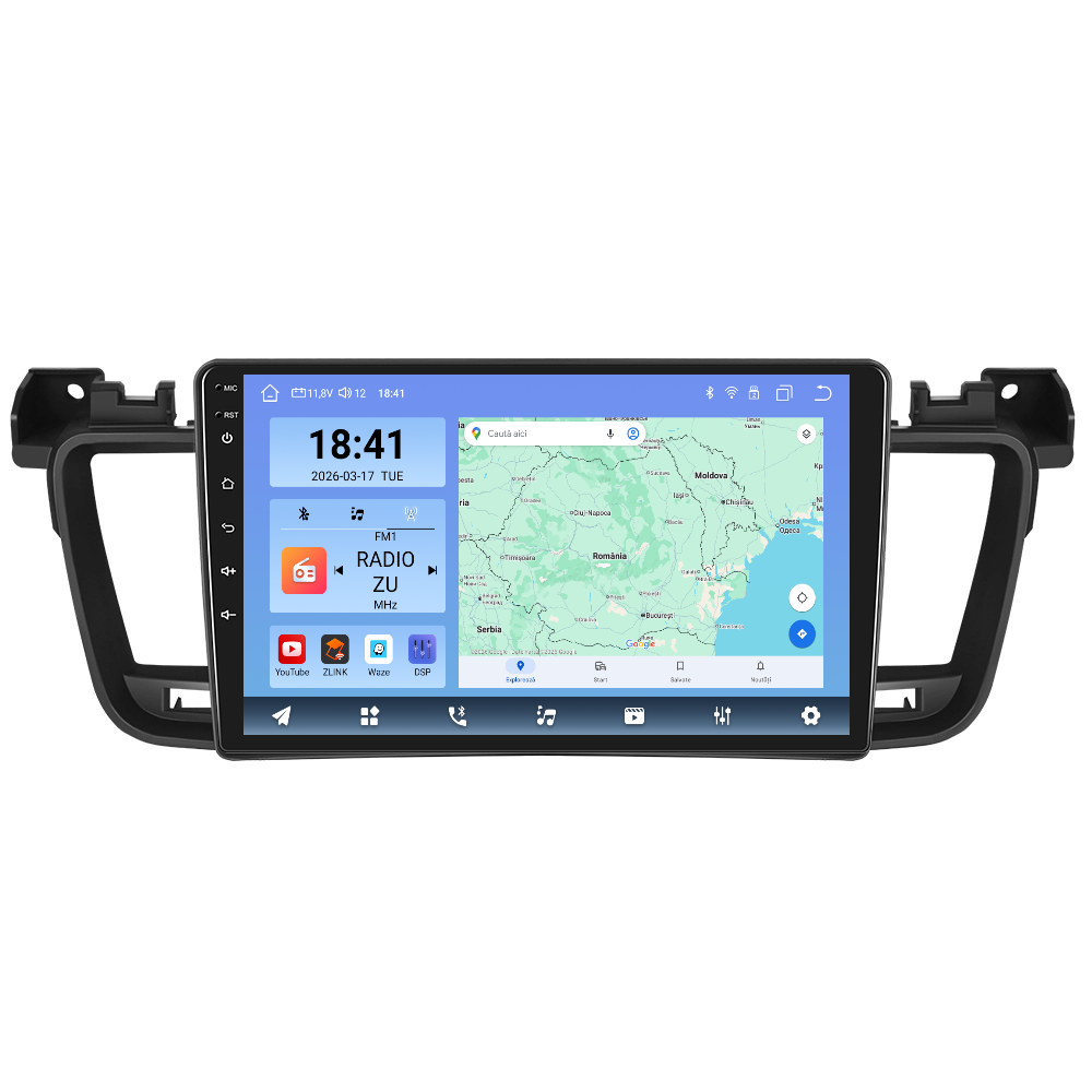 Navigatie dedicata Peugeot 508 (2011-2018)  Android 14, 8 GB RAM 128 GB ROM, OCTA-CORE 2.0Mhz, Carplay si Android auto, Slot SIM 4G, ventilator de racire activ, ecran 9 inch HD