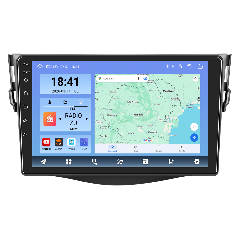 Navigatie dedicata Toyota RAV4 (2007-2011) Android 14, 8 GB RAM 128 GB ROM, OCTA-CORE 2.0Mhz, Carplay si Android auto, Slot SIM 4G, ventilator de racire activ, ecran 9 inch HD