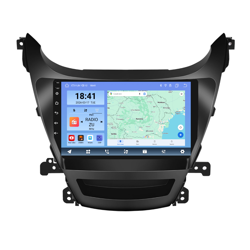 Navigatie dedicata Hyundai Elantra (2014-2016) Android 14, 8 GB RAM 128 GB ROM, OCTA-CORE 2.0Mhz, Carplay si Android auto, Slot SIM 4G, ventilator de racire activ, ecran 9 inch HD