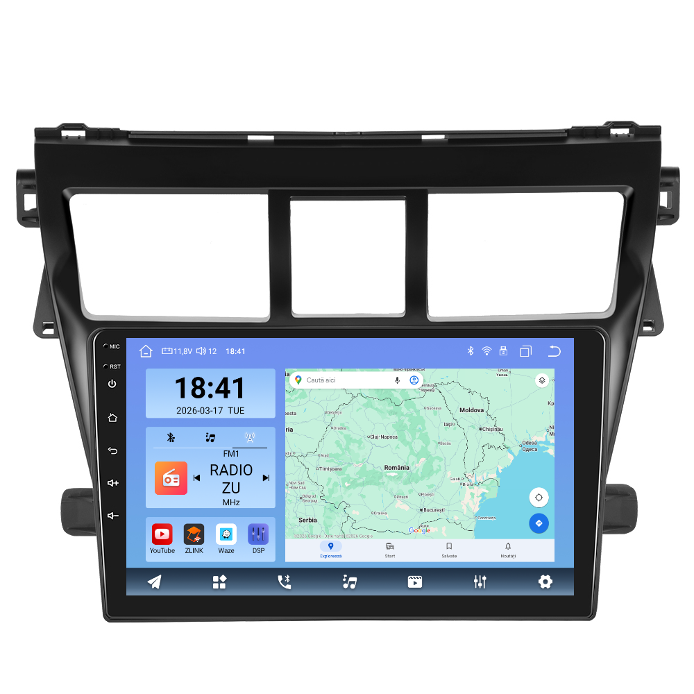 Navigatie dedicata Toyota Yaris (2007-2012) Android 14, 8 GB RAM 128 GB ROM, OCTA-CORE 2.0Mhz, Carplay si Android auto, Slot SIM 4G, ventilator de racire activ, ecran 9 inch HD