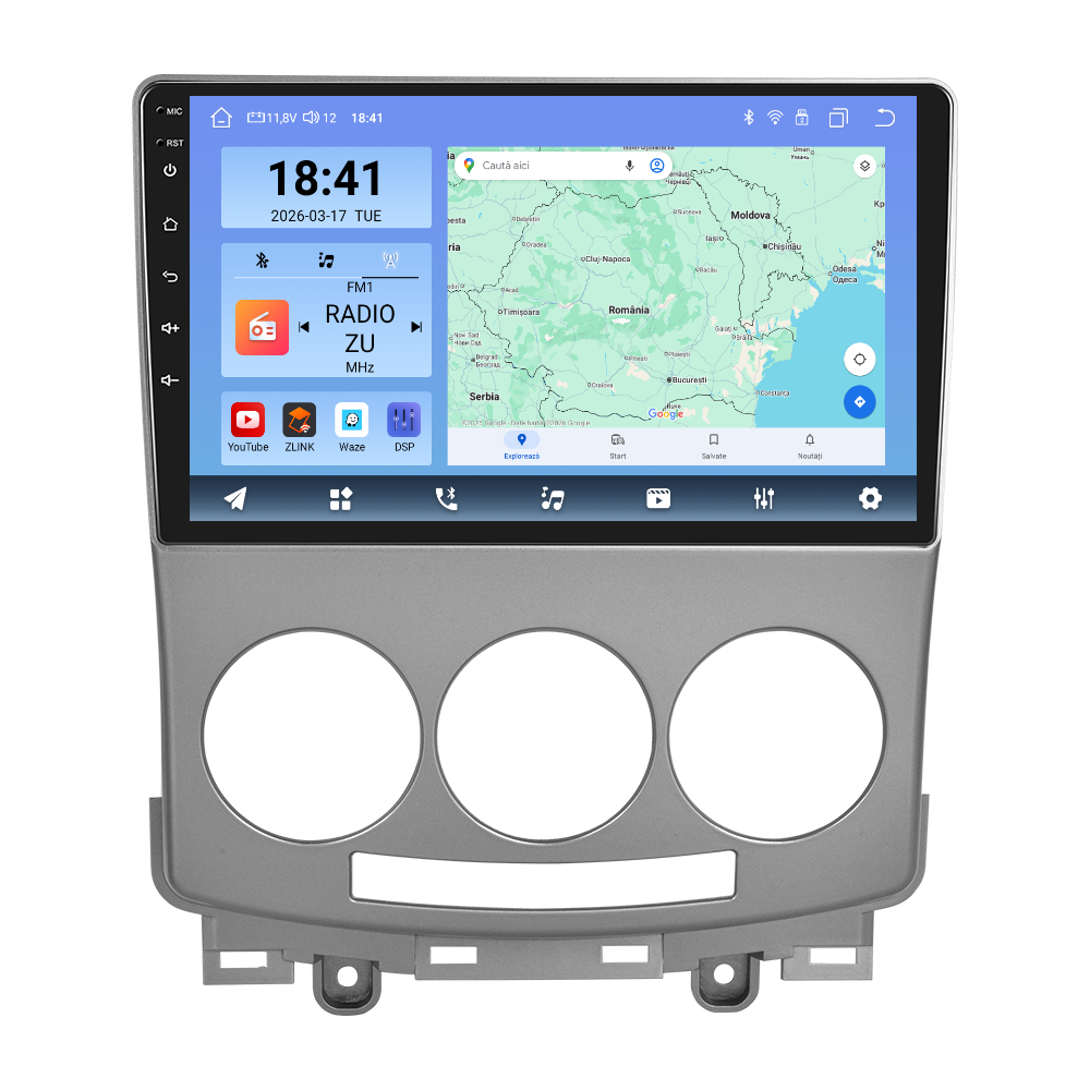 Navigatie dedicata Mazda 5 (2007-2010)  Android 14, 8 GB RAM 128 GB ROM, OCTA-CORE 2.0Mhz, Carplay si Android auto, Slot SIM 4G, ventilator de racire activ, ecran 9 inch HD