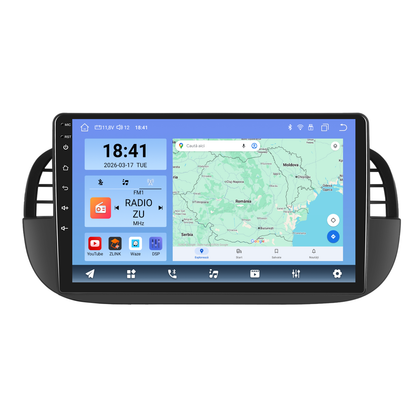 Navigatie dedicata FIAT 500 (2007-2015) Android 14, 8 GB RAM 128 GB ROM, OCTA-CORE 2.0Mhz, Carplay si Android auto, Slot SIM 4G, ventilator de racire activ, ecran 9 inch HD