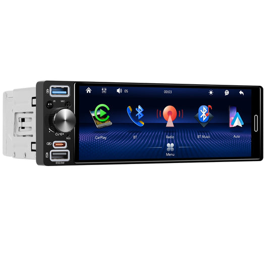 Player Auto 1DIN Universal 6.5 Inch INCELL, Wireless CarPlay, Android Auto Wireless, Bluetooth, MP5, Handsfree, Radio FM/RDS, USB, AUX