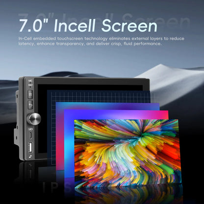 Navigație Auto 2DIN Universală 4GB+128GB cu Android, ecran 7 Inch INCELL HD, CarPlay Wireless, Android Auto Wireless, DSP Audio, GPS, Bluetooth și WiFi