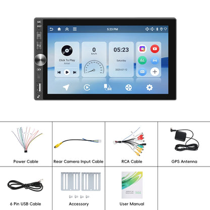 Navigație Auto 2DIN Universală 4GB+128GB cu Android, ecran 7 Inch INCELL HD, CarPlay Wireless, Android Auto Wireless, DSP Audio, GPS, Bluetooth și WiFi
