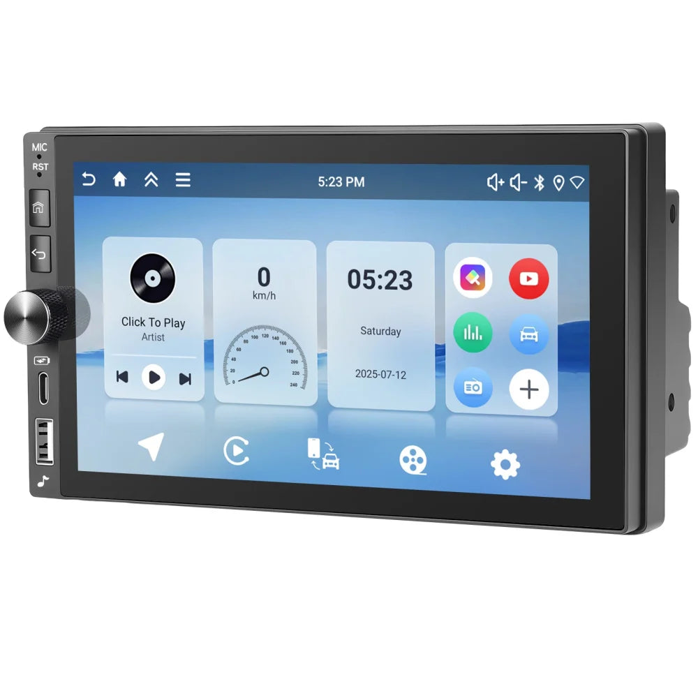 Navigație Auto 2DIN Universală 4GB+128GB cu Android, ecran 7 Inch INCELL HD, CarPlay Wireless, Android Auto Wireless, DSP Audio, GPS, Bluetooth și WiFi