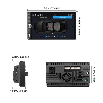 Navigație Auto 2DIN Universală 4GB+128GB cu Android, ecran 7 Inch INCELL HD, CarPlay Wireless, Android Auto Wireless, DSP Audio, GPS, Bluetooth și WiFi